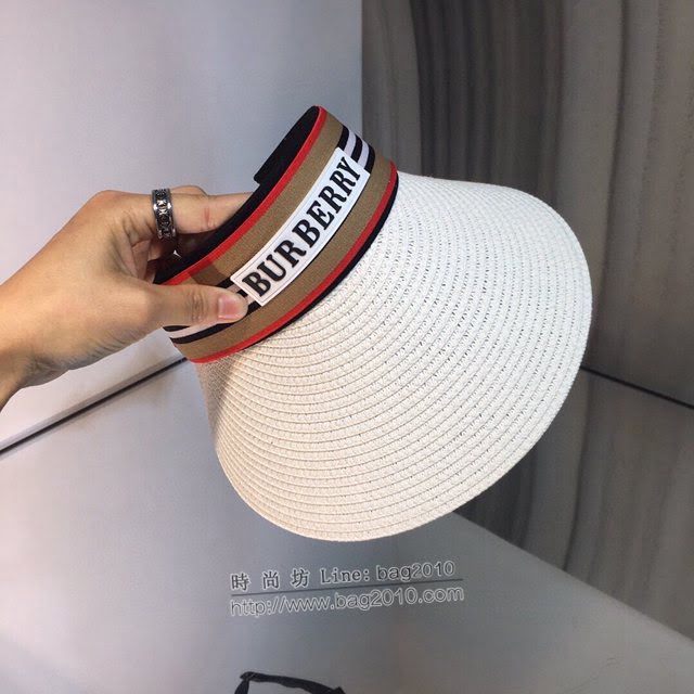 Burberry爆款女士帽子 巴寶莉新品空頂帽髮夾 巴寶莉編織草帽  mm1242